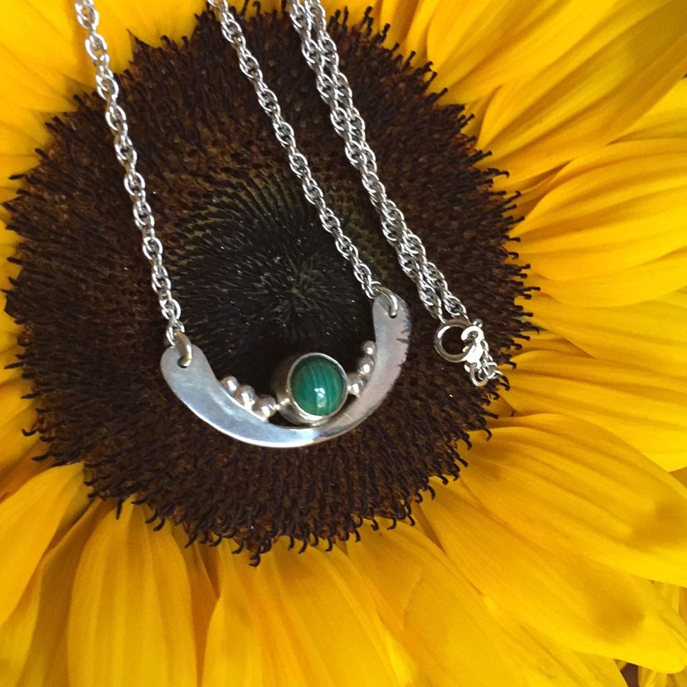 Sterling silver and malachite earring and necklace